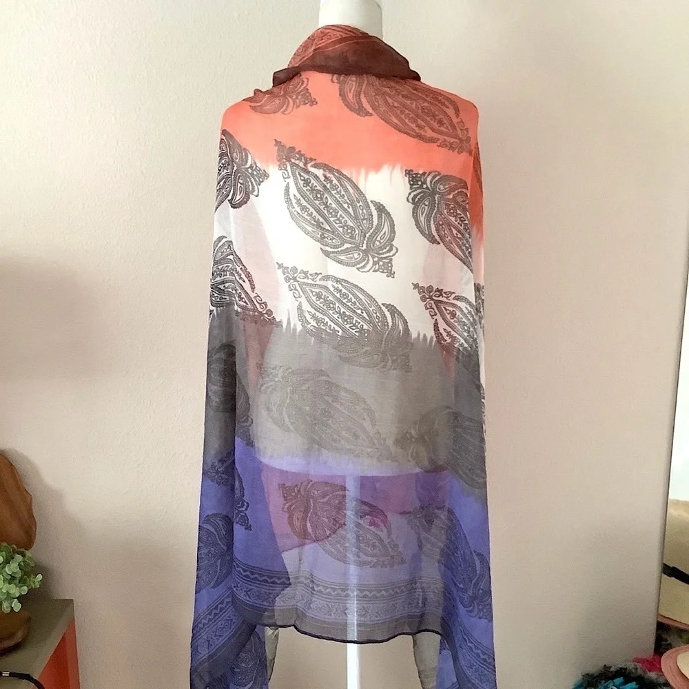 Block Print Scarf Wrap Sarong NEW Wearable Art Paisley Print Boho Festival Beach